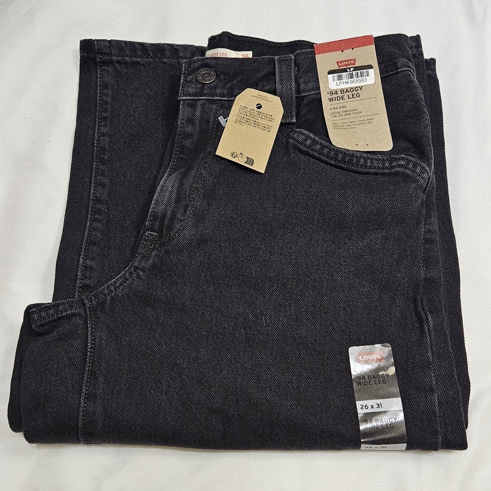Levi's '94 Baggy Wide Leg Black Jeans 26